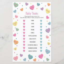 Sweetheart Snoep Baby Traits Baby shower Spel