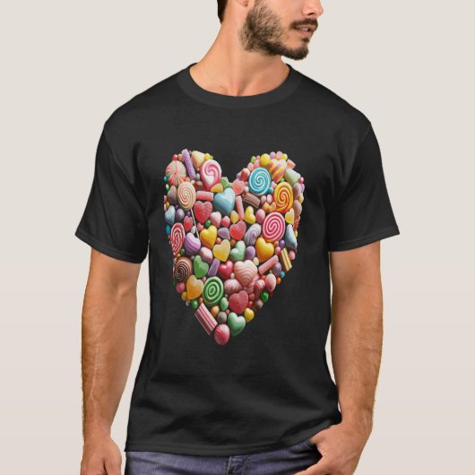 Sweetheart Snoep Collage Valentijn s Day Long Slee T-shirt (Voorkant)