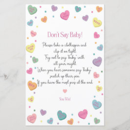 Sweetheart Snoep Dont Say Baby shower Spel