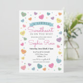 Sweetheart Snoep februari baby shower voor Meisje Kaart (Staand voorkant)