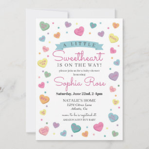 Sweetheart Snoep februari baby shower voor Meisje Kaart
