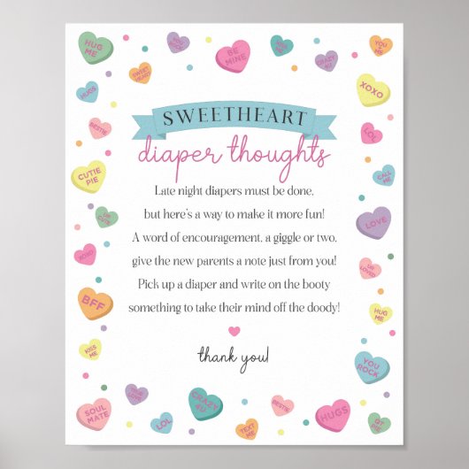 Sweetheart Snoep Februari Luier Gedachten Teken Poster (Voorkant)