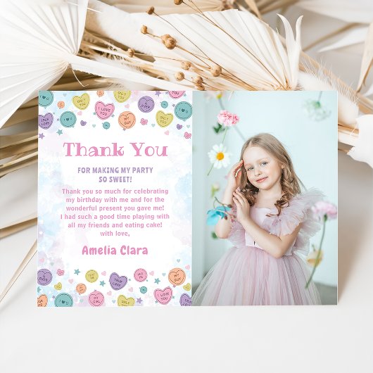 Sweetheart Snoep Verjaardagsfoto Dank u kaart