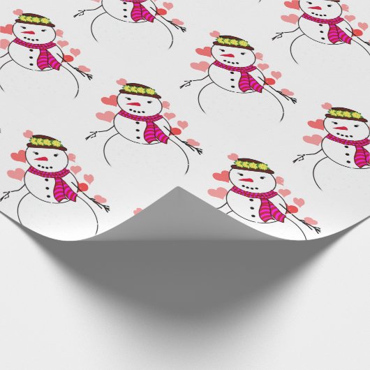 Sweetheart Snowman Love Christmas Cadeaupapier (Hoek)