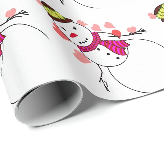 Sweetheart Snowman Love Christmas Cadeaupapier (Rol Hoek)