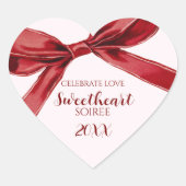 Sweetheart Soiree Elegant Bow Valentines Day Party Hart Sticker (Voorkant)