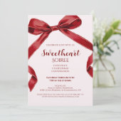 Sweetheart Soiree Elegant Bow Valentines Day Party Kaart (Staand voorkant)