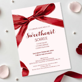 Sweetheart Soiree Elegant Bow Valentines Day Party Kaart