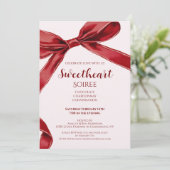 Sweetheart Soiree Elegant Bow Valentines Day Party Kaart (Staand voorkant)