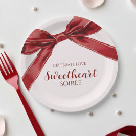Sweetheart Soiree Elegant Bow Valentines Day Party Papieren Bordje