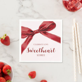 Sweetheart Soiree Elegant Bow Valentines Day Party Servet