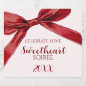 Sweetheart Soiree Elegant Bow Valentines Day Party Sparkling Wijnetiket (Enkel label)