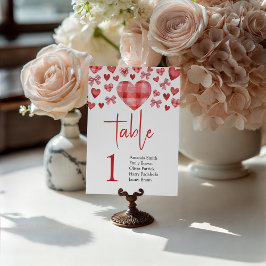 Sweetheart Table Number Sign with Guest Names Reclamebord Met Voetstuk
