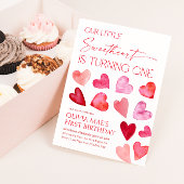 Sweetheart Valentijn Hearts 1st Birthday Kaart