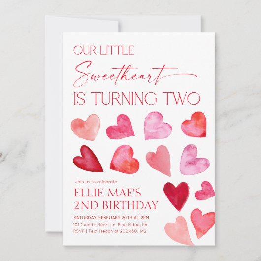 Sweetheart Valentijn Hearts 2e Verjaardag Kaart (Voorkant)