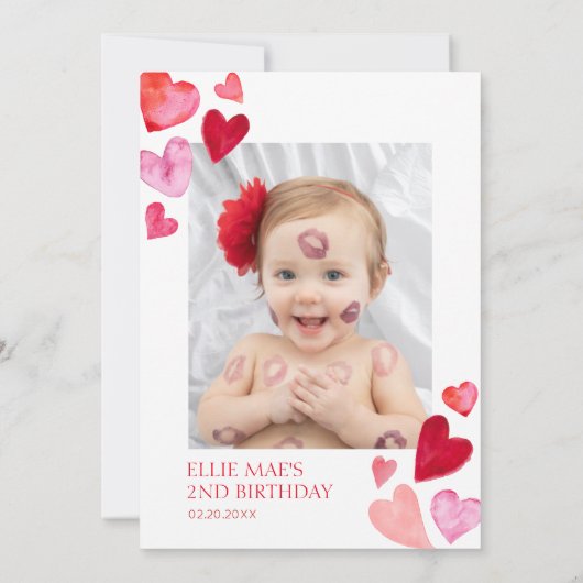 Sweetheart Valentijn Hearts 2e Verjaardag Kaart (Achterkant)