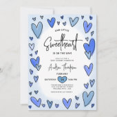 Sweetheart Valentijn Hearts Blue Boy Baby shower Kaart (Voorkant)