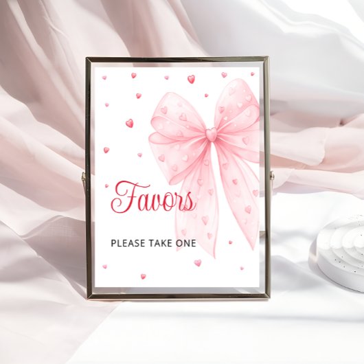 Sweetheart Valentijn Pink Bow Baby shower Favors Poster
