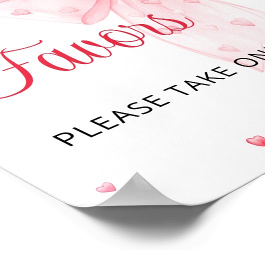 Sweetheart Valentijn Pink Bow Baby shower Favors Poster (Hoek)
