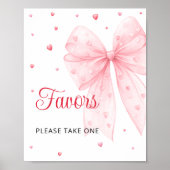 Sweetheart Valentijn Pink Bow Baby shower Favors Poster (Voorkant)