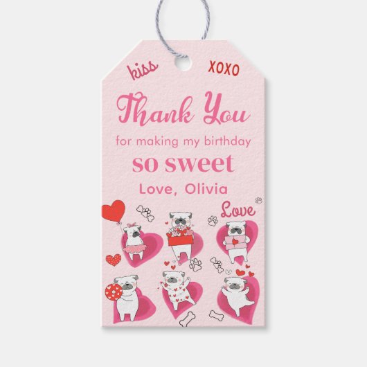 Sweetheart Valentijn Puppy Verjaardag Gift Label Cadeaulabel (Voorkant)