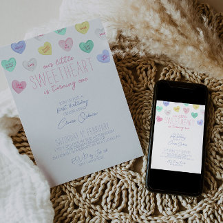 Sweetheart Valentijnsdag 1e Verjaardagsuitnodiging Kaart