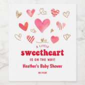 Sweetheart Valentijnsdag Baby Shower Wijn Etiket (Enkel label)