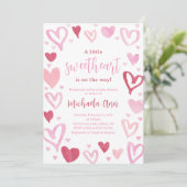 Sweetheart Valentijnse Baby shower Uitnodiging (Staand voorkant)