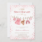 Sweetheart valentine's clothesline baby shower kaart (Voorkant)