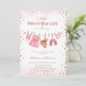 Sweetheart valentine's clothesline baby shower kaart (Staand voorkant)