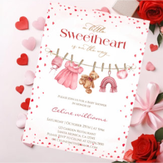 Sweetheart valentine's clothesline baby shower kaart
