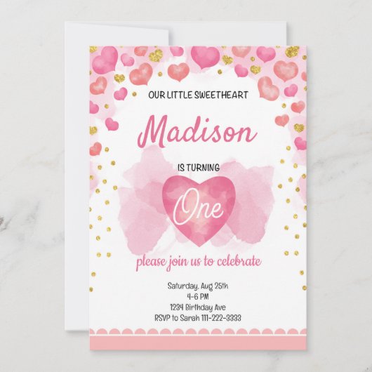 Sweetheart Verjaardag Uitnodiging (Voorkant)