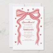Sweetheart Watercolor Bow First Birthday QR Code I Kaart (Voorkant)