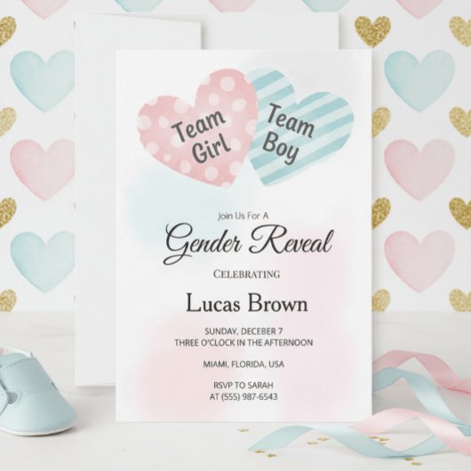 Sweethearts Gender Reveal Party Announcement Kaart
