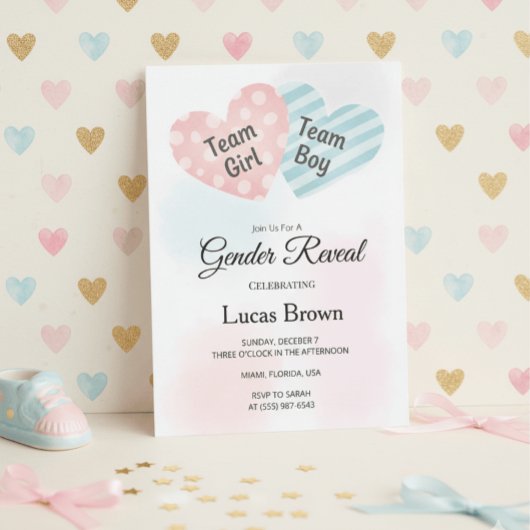Sweethearts Gender Reveal Party Announcement Kaart
