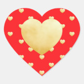 Sweethearts Gouden Faux Folie Rood Patroon Hart Sticker (Voorkant)