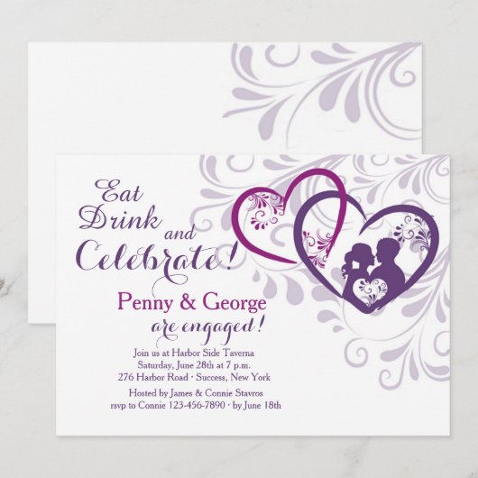 Sweethearts Invitation Kaart (Voorkant / Achterkant)