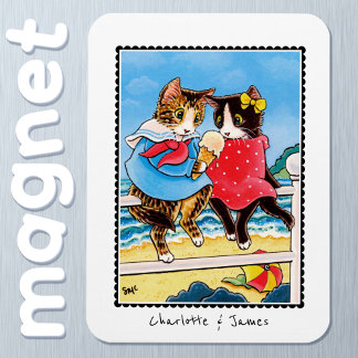 Sweethearts Schattige Cat Zee Ice-cream Seaside Na Magneet
