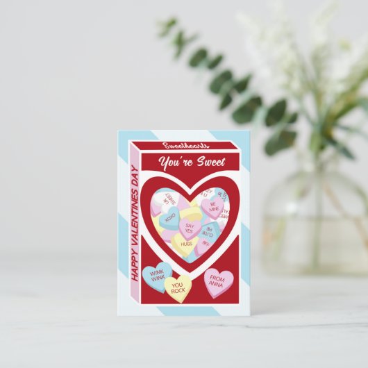 Sweethearts Snoep Classroom Valentijnsdag Kaarten Visitekaartje (Staand voorkant)