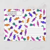 Sweetie Girly Kleurrijke Snoep Verjaardagsfeestje Uitnodiging Briefkaart (Achterkant)