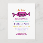 Sweetie Girly Kleurrijke Snoep Verjaardagsfeestje Uitnodiging Briefkaart (Voorkant)