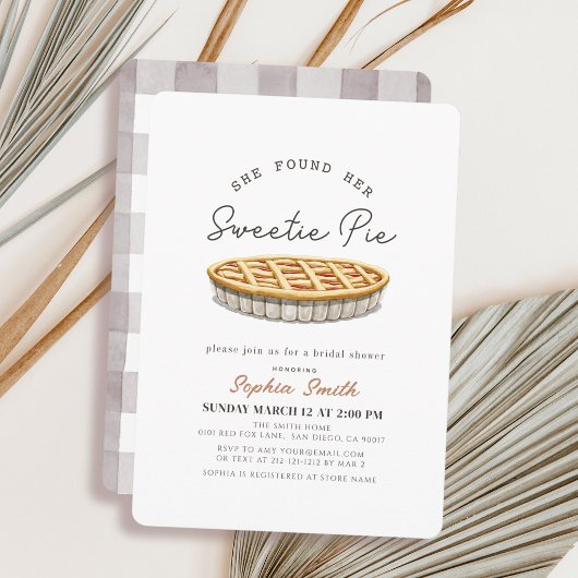 Sweetie Pie Grijs Gingham Bruiloftsborrel Kaart