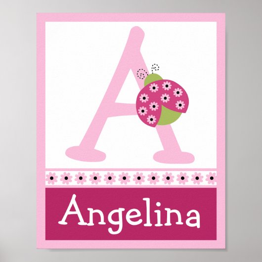 Sweetie Pie Ladybug Letter & Name Wall Art Poster (Voorkant)