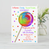Sweetie Pop Lollipop Birthday Uitnodigingen (Staand voorkant)