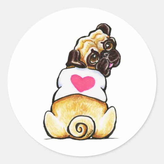 Sweetie Pug Ronde Sticker (Voorkant)