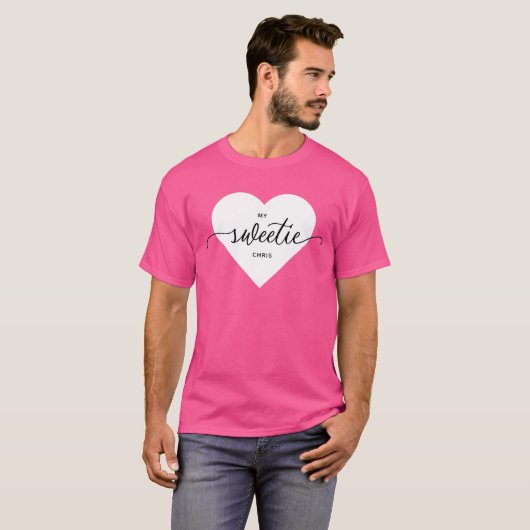 SWEETIE White Heart Valentijnsdag T-Shirt (Voorkant volledig)