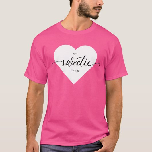 SWEETIE White Heart Valentijnsdag T-Shirt (Voorkant)