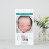 Sweetly Documented Baby Boy Birth Notice Aankondiging (Staand voorkant)