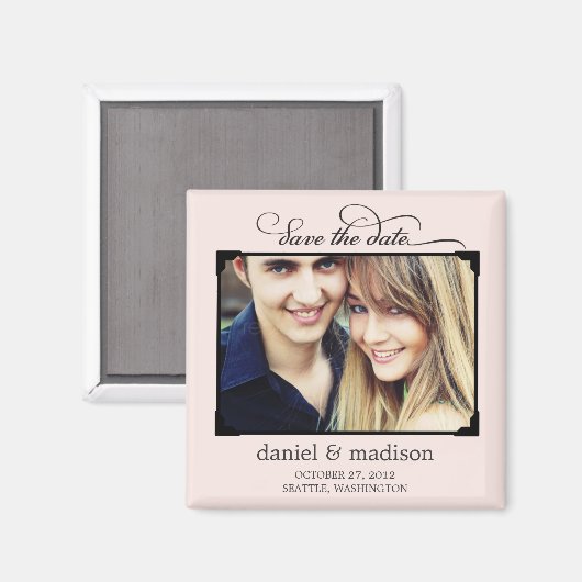 Sweetly Framed Save The Date Magnet - Roze (Voorkant / Achterkant)