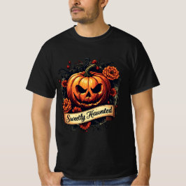 Sweetly Haunted Gothic Floral Pumpkin - Halloween T-shirt